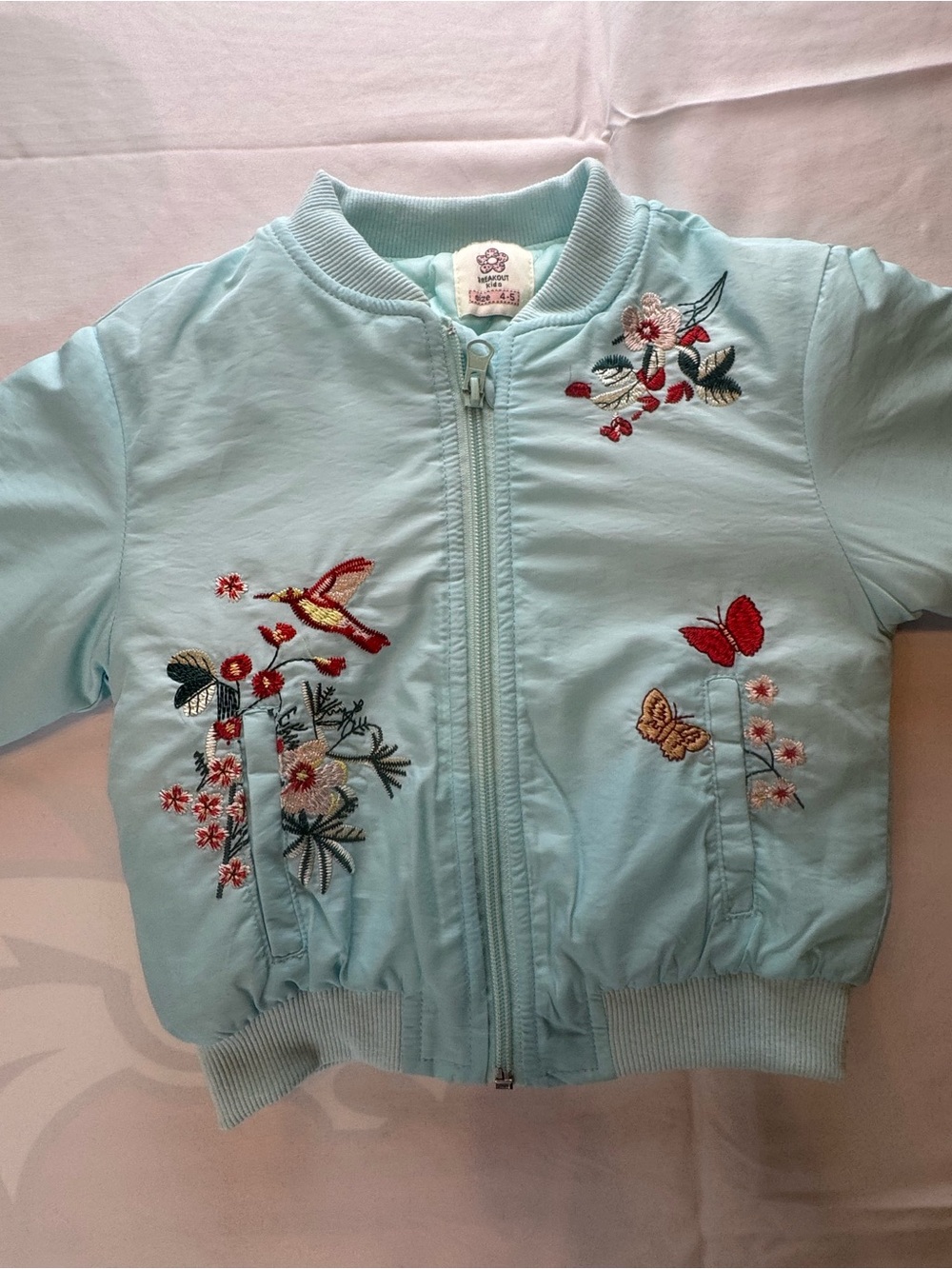 Embroidered coquette style Jacket with Blue Bird Butterfly Floral Blouse  Size 4
